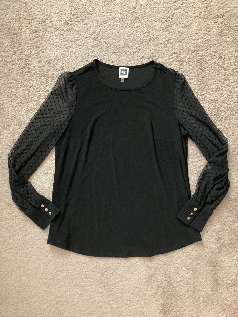 Anne Klein black long sleeve top size small